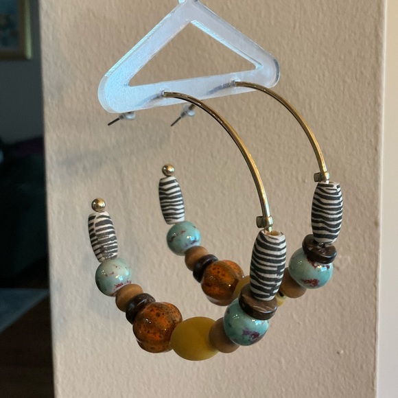 Boho Hoop Earrings, NWOT - Picture 2 of 4